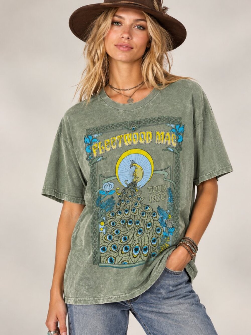 FLEETWOOD MAC PEACOCK MINERAL WASH TEE NWT